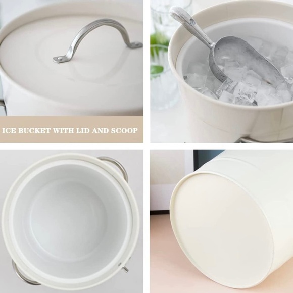 White Galvanize Ice Bucket With Lid and Scoop - Picture 8 of 16